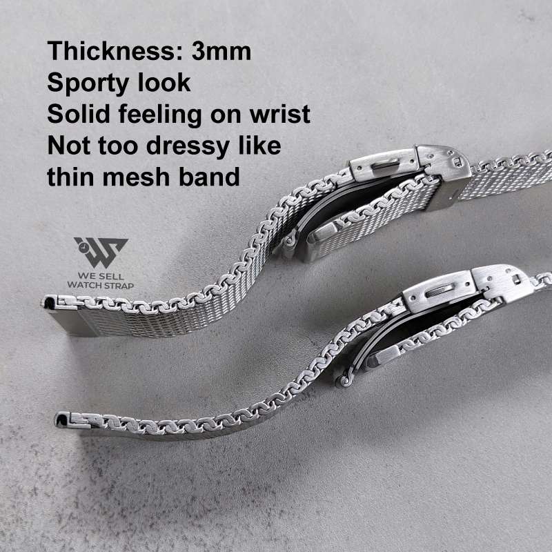 HIGH QUALITY TAPERED MESH BRACELET 19MM 20MM 21MM 22MM