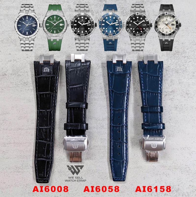 LEATHER STRAP SET FOR MAURICE LACROIX AIKON 42MM (FIT AI6008