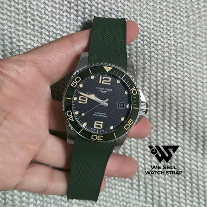 Curved End Rubber Strap Set For Longines Hydroconquest 21mm (With Quick Adjusting Clasp)