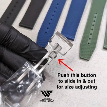 Curved End Rubber Strap Set For Longines Hydroconquest 21mm (With Quick Adjusting Clasp)