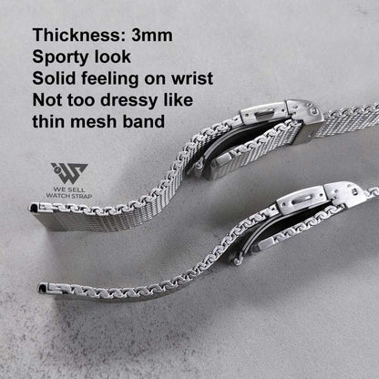 HIGH QUALITY TAPERED MESH BRACELET 19MM 20MM 21MM 22MM