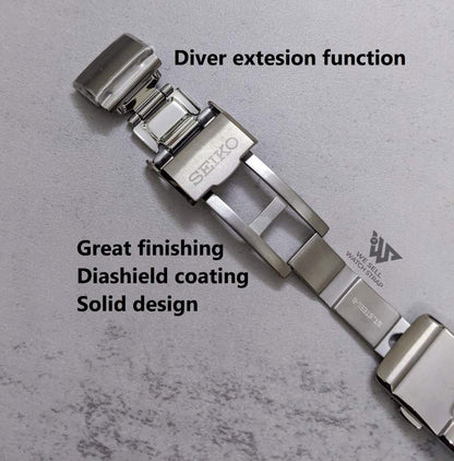 SEIKO OEM CLASP: 18MM "6R PROSPEX DIVER" CLASP WITH DIASHIELD COATING & DIVER EXTENSION